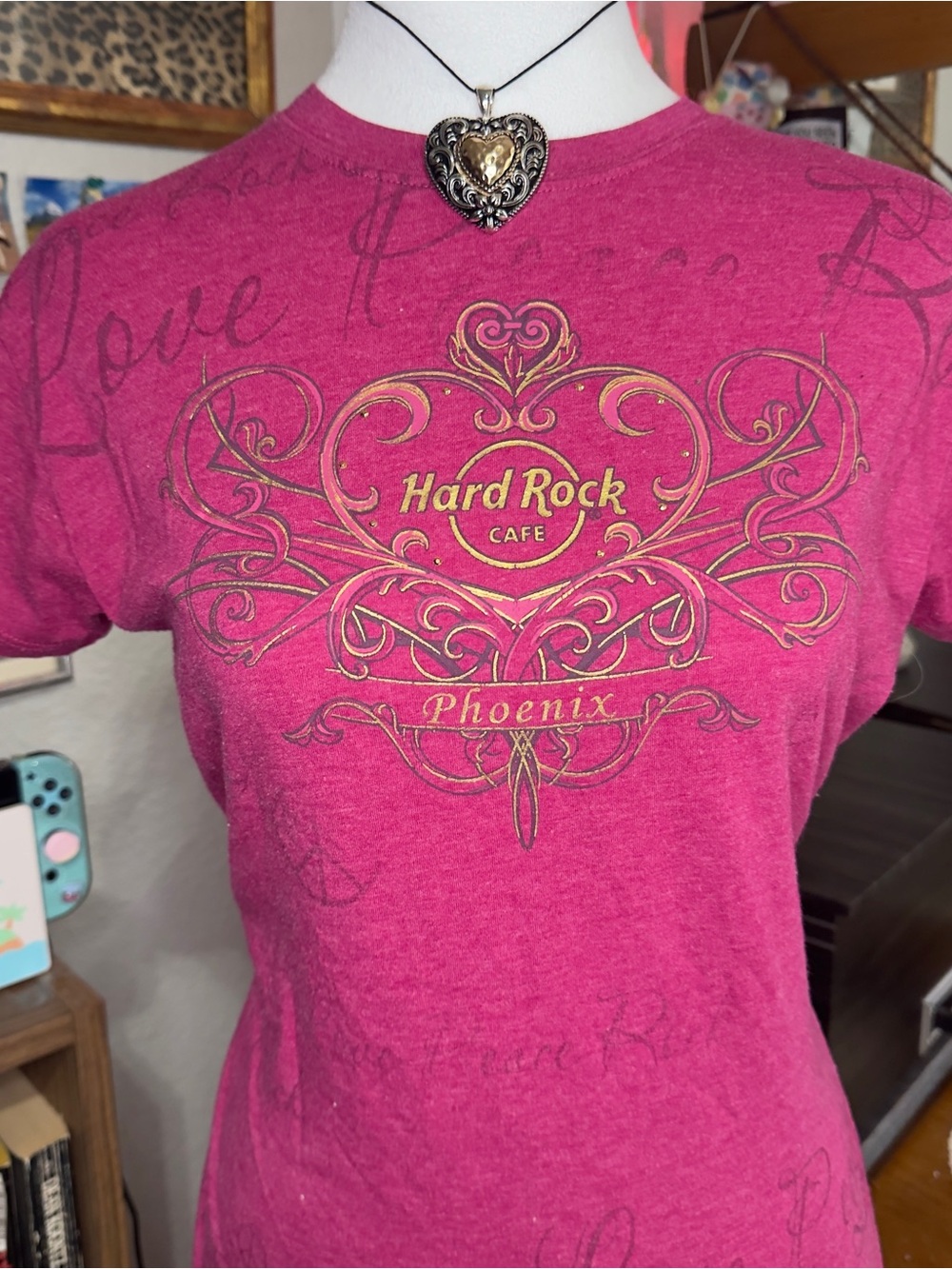 Y2K Hard Rock Couture Phoenix Women's Pink Graphic Tee - Picture 6 of 10